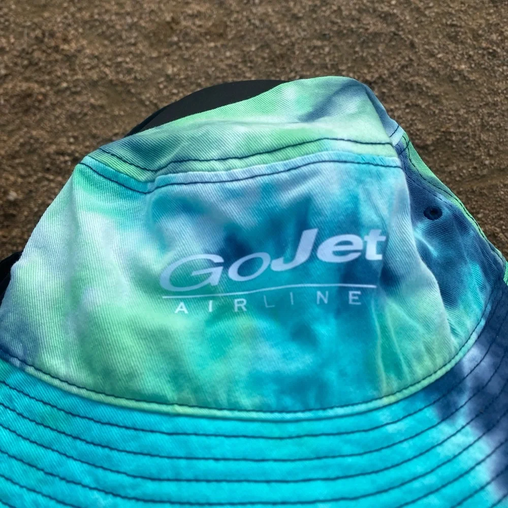 GoJet Airline Tie-Dye Bucket Hat in Teal and Aqua